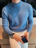 Advbridge Spring Autumn Solid Half Collar Knitted Tops Luxury Formal Long Sleeve Texture New Pullovers Men Clothing Slim Male Jumper