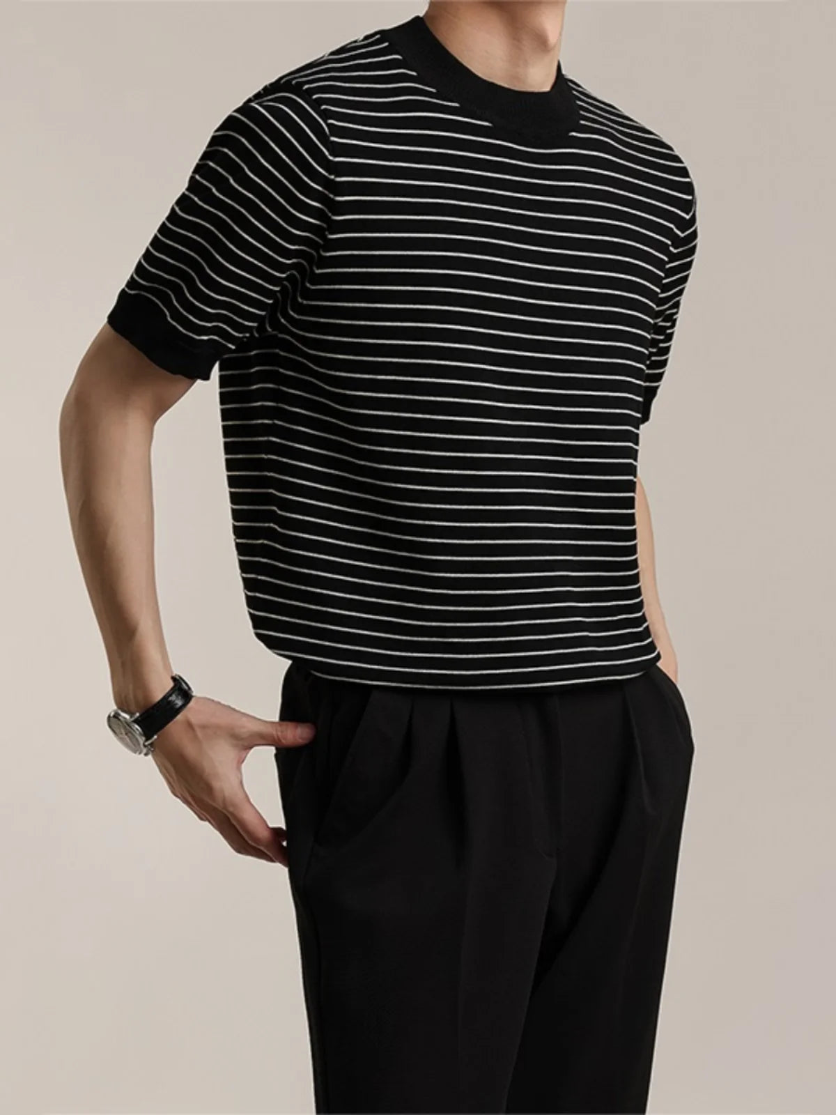 ADVBRIDGE  -  Outfit Striped Contrast Male T-Shirts Graphic Cool Tee Shirt High-Quality Oversized Comfortable T Shirt Comfort Soft Q274