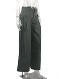 Advbridge Shirring Vintage Wide Leg Pants Women Gray High Waist Y2k Streetwear Casual Suit Pants Korean Loose Office Lady Trousers