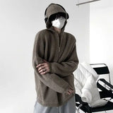 Advbridge Korean High Street Semi Zipper Pullover Sweater Mens Solid Color Hooded Knitted Sweater Lazy Style Design Jacket Couple Style