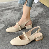 Advbridge Summer Women's Shoes Casual Heels Navy Blue Pumps 2025 Shallow Mouth Sweet Sandals Ladies Comfortable Low Orange Straps Branded