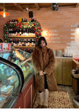 Advbridge Winter Long Loose Casual Soft Thick Warm Fluffy Black Faux Fur Coat Women Stand Collar Hairy Furry Fuzzy Overcoat