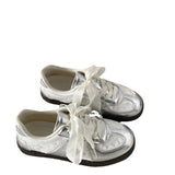 ADVBRIDGE  -  Lace Silver German Training Shoes Women's Retro Casual Sports Board Shoes Versatile Flat Lace Edge Breathable Board Shoes