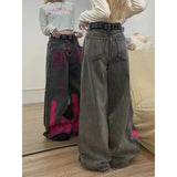 Advbridge Y2k Vintage Gothic Women Purple Jeans Oversized High Waist Wide Leg Denim Pants Hip Hop Streetwear Japanese 2000s Style