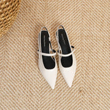ADVBRIDGE  -  Women's Flat Sandals Minimalist Pointed Flat Sole Shoes One Word Strip with Empty Back Low Heel Women's Shoes Sandalias Mujer