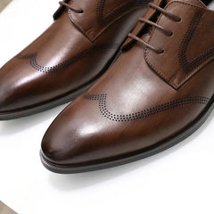 Advbridge Handcrafted Mens Wingtip Oxford Shoes Genuine Calfskin Leather Brogue Dress Shoes Classic Business Formal Shoes Man