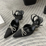 ADVBRIDGE  -  New Design Crystal Butterfly-knot Thin High Heels Women Pumps Elegant Buckle Strap Pointed Toe Wedding Party Shoes