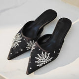 ADVBRIDGE  -  Fashion Bling Rhinestone Decoration Slide Sandals Women Sexy Pointed Toe Comfort Slippers Deluxe Designer Mules Loafers Footwear