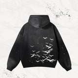 Advbridge Harajuku Gothic Bat Graphic Print Oversized Streetwear American Hoodie Y2K Clothes Mens Womens Black Hoodie Sweatshirt Clothes