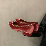 Advbridge Designer Low Heel Women Mary Jane Shoes Fashion Rivet Butterfly-knot Shoes 2025 Spring Autumn Wedding Party Shoes