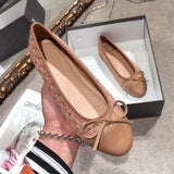 Advbridge Ballerina Women's Flat Shoes Comfort Round Toe Ladies Loafers Elegant Bowknot Women's Single Shoes Slip on Soft Moccasins Flats