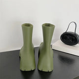 Advbridge Luxury Women Boots Fashion Designer Boots Waterproof Non-slip Short Boot Square Toe Soft Leather Comfy Women Platform Rain Boots