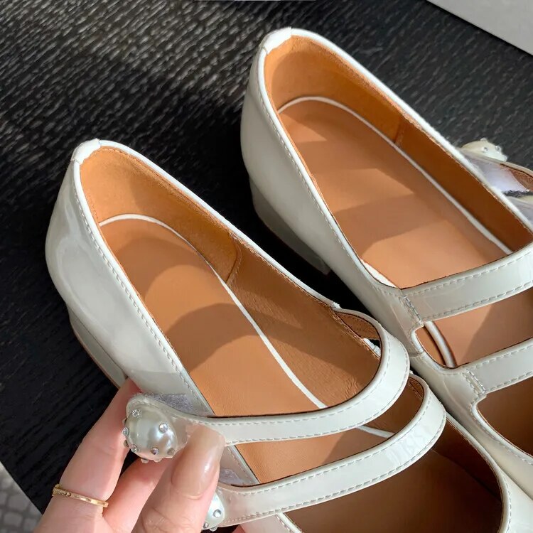 Advbridge New Spring Mary Jane Shoes Casual Shoes Chunky Heels Shoes for Women Square Toe Women Pumps Zapatos Mujer Large Size 34-43