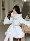 Advbridge 2024 Spring 2 Piece Dress Sets Women Casual Elegant Hooded Coats + Sweet French Short Party Dress Female Japanese Lolita Suits