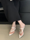 ADVBRIDGE  -  Red Thong Heeled Sandals Woman Low Heels Sandals Black Pointed Toe Belt Buckle Summer Shoes Comfort Sandalias De Mujer Verano