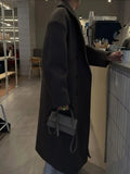 Advbridge Solid Double-Breasted Women Long Coats Loose Turn-down Collar Brown Female Maxi  Autumn Winter Elegant Lady Street Outwear