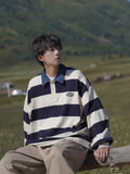 Advbridge T Polo Shirts for Men Stripe Tops Sweatshirts Male Clothes Japan Baggy Designer Casual F Harajuku Fashion Winter Size S Emo New