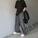 Advbridge Autumn Winter Men Cowboy Denim Trousers Male Streetwear Hip Hop Loose Jeans Fashion Casual Retro Cargo Pants Baggy Wide Leg Jean