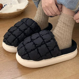 Advbridge Sweet Girls Home Slippers Women Simple Puff Cotton Shoes Female Winter Plush Indoor Bedroom Non-slip Warm Soft Footwear