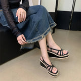 Advbridge Open Toe Women Sandals Narrow Band Summer Outside Back Strap 2024 New Arrivals Wedge High Heels Party Pumps Dress Sandals 35-39