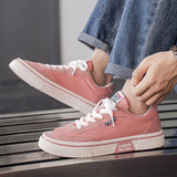 ADVBRIDGE  -  Summer Pink Canvas Shoes For Man Large Size 48 Korean Trendy Men's Vulcanize Shoes Low Top Lace-up Skateboarding Sneakers Male