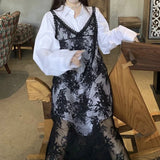 Advbridge Floral Lace Black Transparent Dresses Women Sexy Long Dress Korean Sleeveless Holiday Dress Vacation Streetwear Party