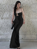 Advbridge Sexy Hollow Out Satin Sling Dress Women Elegant Backless Sleeveless Lace Up Female Party Dresses 2024 Summer Lady Solid Robes