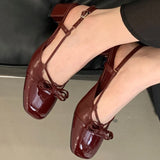 ADVBRIDGE  -  High Quality Bow Belt Buckle Women Sandals Round Toe Narrow Band Square Heel Mary Jane Shoes Fashion Comfortable Slide Sandals