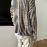 Advbridge Fashionable Striped Knitting Sweaters Men Autumn Streetwear Y2K Loose O Neck Long Sleeve Knit T-shirts Mens Vintage Sweater Tops