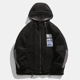 Advbridge Men‘s Wintern outfits Men Winter Fleece Jacket Lamb Wool Hooded Coat Mens Thick Warm Coat Loose Japanese Streetwear Casual Harajuku Zippered Jacket Advbridge Men‘s Wintern outfits