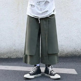 Advbridge Fake Two-Piece Pants Men Male New Loose Wide-Leg Trousers Casual Straight Streetwear Spring Autumn Hip-Hop Pantalons Capris