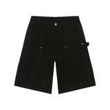 ADVBRIDGE  -  Men Denim Shorts Multi Pockets Design American Style Jeans Solid Color Trendy Straight Wide Leg Washed Male Bottoms 2025