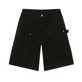 ADVBRIDGE  -  Men Denim Shorts Multi Pockets Design American Style Jeans Solid Color Trendy Straight Wide Leg Washed Male Bottoms 2025