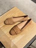 ADVBRIDGE  -  Genuine Leather Retro Flat Shoes for Women 2025 Soft Soled One Foot Kick Loafers Autumn and Summer New Mary Jane Single Shoes