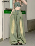 Advbridge American Retro High Waist Oversized Jeans Pants For Women Casual Baggy Y2K Wide Leg Grunge Hip-hop Style Loose Denim Trouser