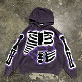 ADVBRIDGE  -  Y2K baggy Street Hip Hop Casual All-Match Pullover graphic Hoodie Men Fashion Goth Purple Ripped Print Oversized 2000s sudaderas