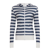 ADVBRIDGE  -  Simple Constrast Color Striped Hooded Jackets Y2k High Street American All Macth Lazy Zip Up Coats Harajuku Slim Pockets Clothes