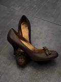 ADVBRIDGE  -  Fashion Designe Women Pumps Retro Round Toe Shallow Party Dress Female Footwear Cross Straps Bowknot Elegant High Heels Ladies