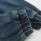 ADVBRIDGE  -  Autumn Men's Denim Jacket Vintage Large Pocket Elastic Cuffs Baggy Coat Oversized Japanese Casual Streetwear 4XL 5XL