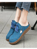 ADVBRIDGE  -  Pink Suede Woman Mules Shoes Big Size 43 Tassel Fashion Women's Shoes Quality Handmade Ladies Flats Summer Half Shoes For Women