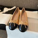 Advbridge Bowtie Mary Jane Round Toe Flats Ballet Shoes Dress Slip on Luxury Leather Patchwork Pumps Lady Fall 2024 Women Casual Shoes