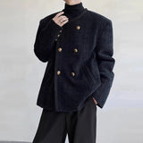 Advbridge Autumn Men's Light Luxury Casual Streetwear Collarless Shoulder-padded Jacket Long Sleeve Solid Color Retro Korean Popular Coat