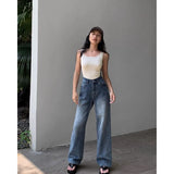 Advbridge - Blue Women Jeans High Waist Fashion American Vintage Streetwear Y2K NEW Wide Leg Jean Female Denim Trouser Baggy Denim Pants