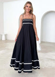 Advbridge  Summer Strap Low Square Collar Layered Elegant Beach Holiday Party Long Dress