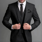 Advbridge Navy Blue Male Suits Slim fit Notched Lapel  Wedding Tuxedos 3 Piece Sets Tailor Made Business Mens Costume (Blazer+Pants+Vest)