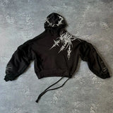Advbridge Dark Gothic geometric pattern printed oversized pullover hoodies women Y2K street hip-hop rock trend couple versatile sweatshirt