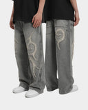 Advbridge Street Vintage Jeans New Y2K Harajuku Yellow Embroidery patch Baggy Jeans Denim Pants Mens Womens High Waist Wide Trousers