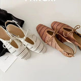 ADVBRIDGE  -  Niche Design Hollow Out Breathable 2025 Summer New Buckle Strap Women's Sandals Baotou Square Heel Bow Tie Casual Sandals Women