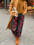 Advbridge Fashion Printed High Waist Loose Wide Legs Women's Jeans 2024 Spring and Autumn New Street Style Ripped Mop Jeans Female
