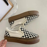 ADVBRIDGE  -  Thick-soled Checkered Women's Shoes Casual Slip-on Loafers New Spring Fashionable Rubber Board Shoes For Men Women